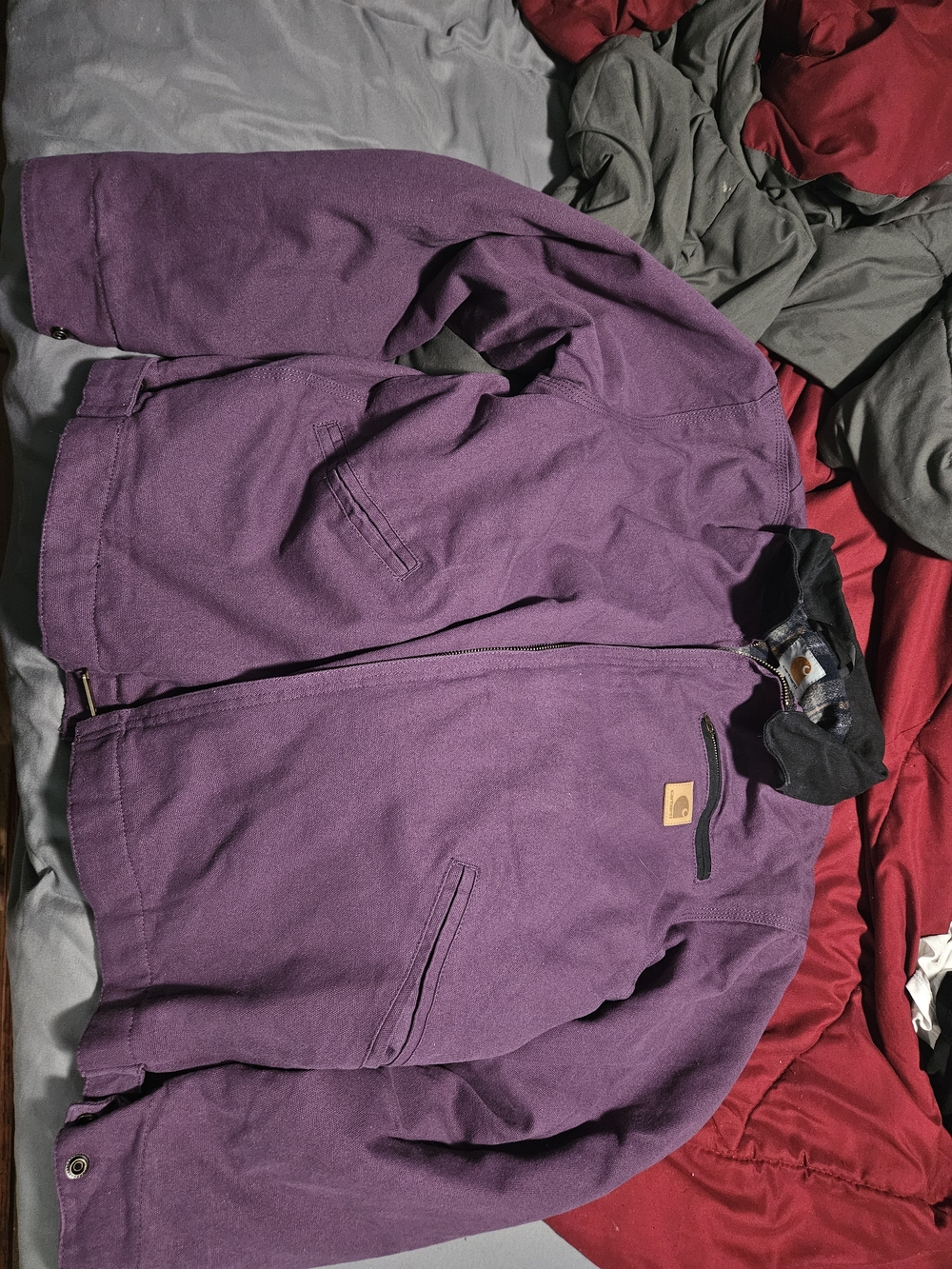 Carhartt WIP Rider Jacket Purple Plum Plaid Lined Rare Size Small